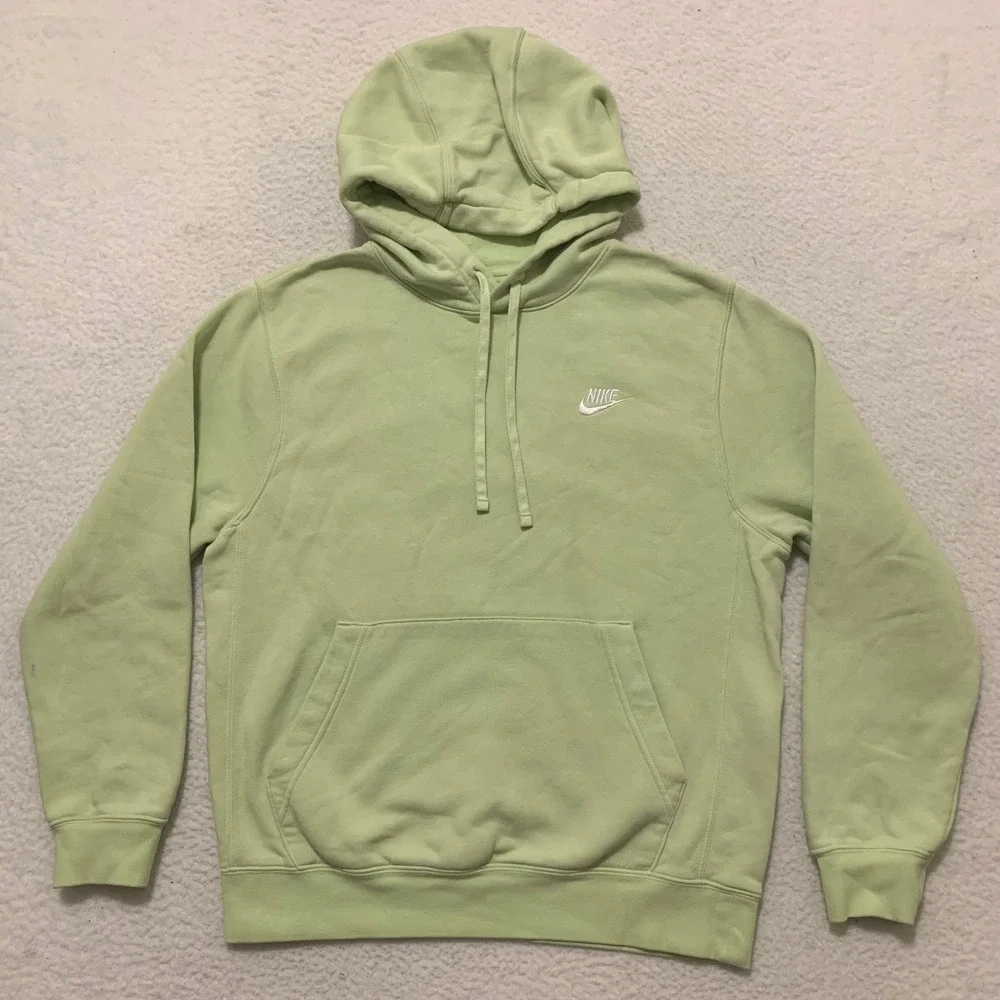 Nike Sportswear Club Fleece Hoodie Mens Small Lime Green Pullover BV2654-383